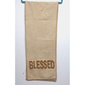 Blessed Table Runner Fall Thanksgiving High End beige brown tweed-like 14.5X73"